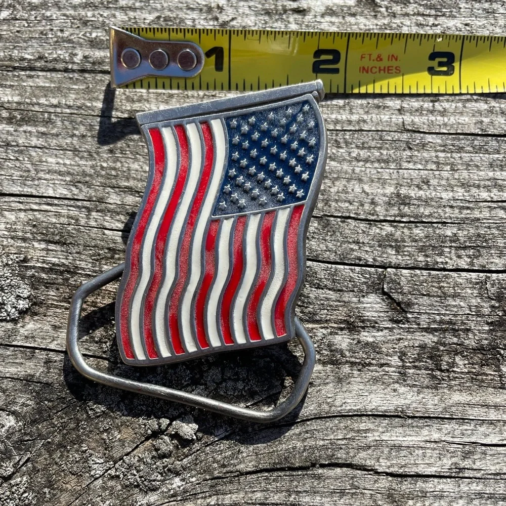 The Great American Buckle Co Small Unisex American Flag Buckle Fits 1.5” Belt